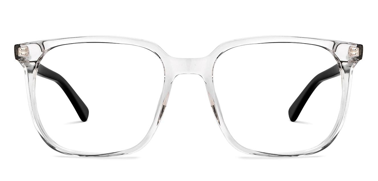 LENSKART BLU LENSKART BLU | Zero Power Blue Cut Computer Glasses | Anti Glare, Lightweight & Blocks Harmful Rays | UV Protection Specs | Transparent Black | Men & Women | Large | LB E16063