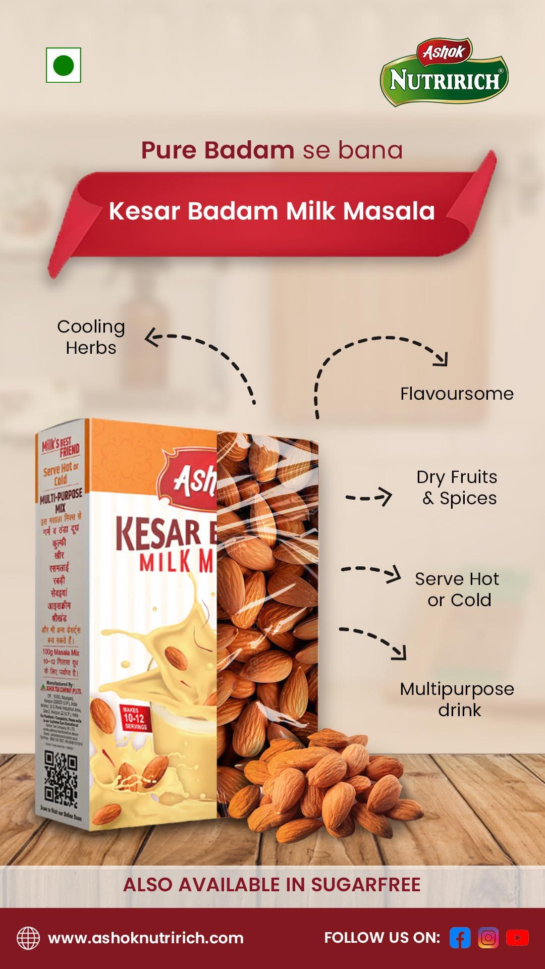ASHOK NUTRIRICH Ashok Kesar Badam Milk Masala Powder (Kesar Badam, Pack of 3)