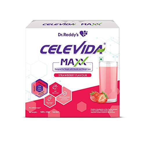 Celevida Maxx Celevida Maxx Dr. Reddy’s - High-Protein and Immunity Supplement to support muscle health and immunity | Strawberry Flavour  | 462 gms (14 sachets x 33g)