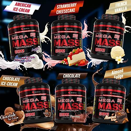 SPARTAN Spartan Nutrition Mega Mass Pro High Protein and High Calorie Mass Gainer / Weight Gainer Powder - 5 lbs, 2.27 KG (Almond Fudge) with Vitamins and Minerals.