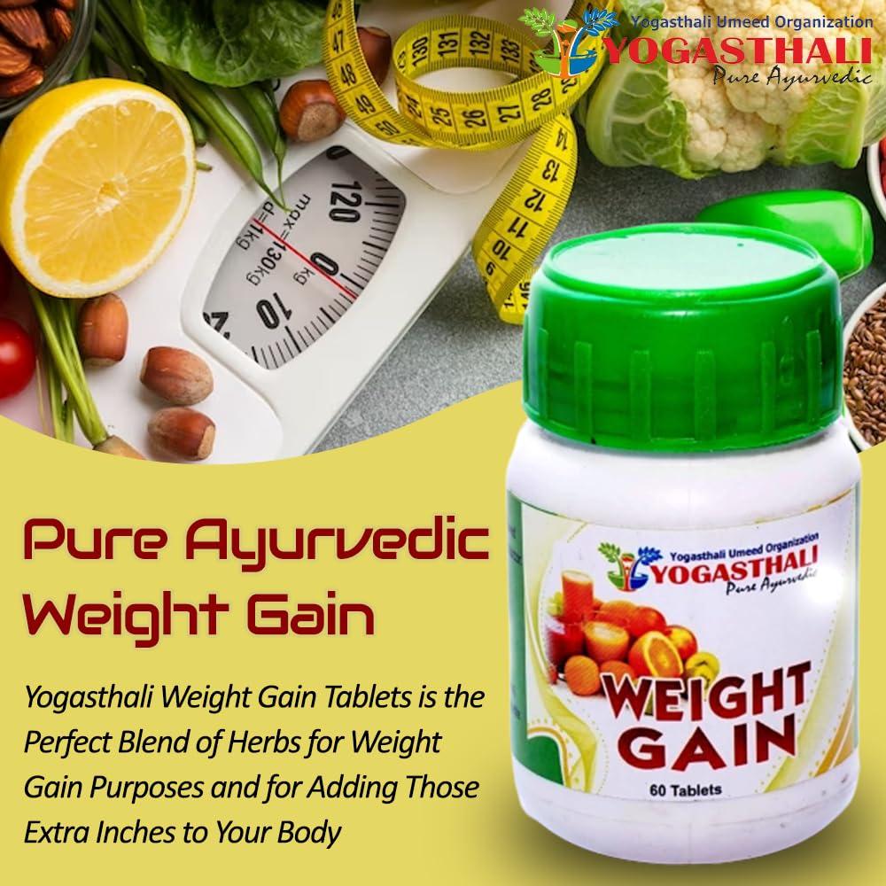 YOGASTHALI Pure Ayurvedic Yogasthali Pure Ayurvedic Weight Gain 60 Veg Tablets | 60 Capsules | Ayurvedic Muscle & Mass Gainer Tablet| Lean Mass Gainer | Improved Stamina & Strength| Enhanced Atheletic Performance