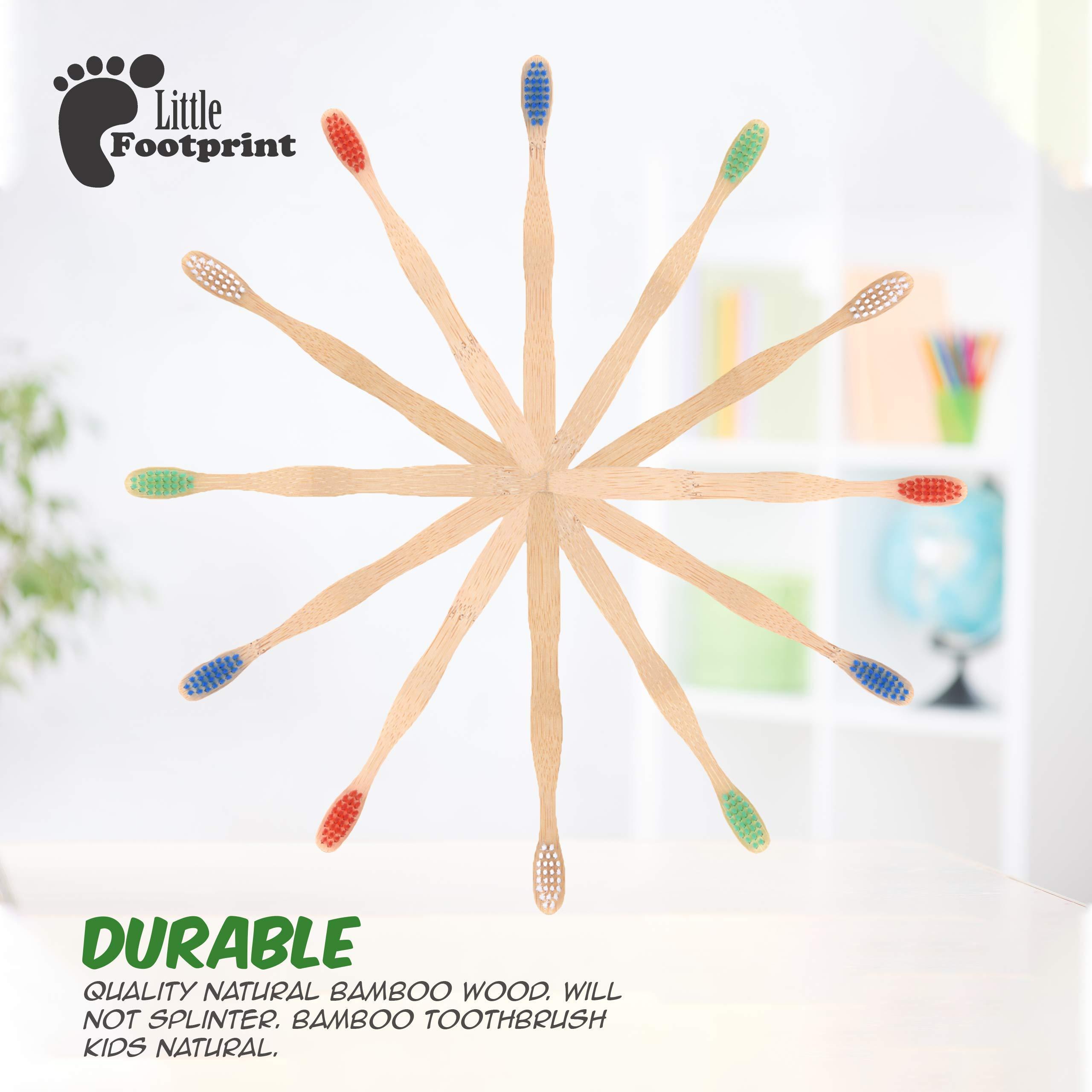 Little FootPrint Kids Bamboo Toothbrushes - 12 Pack |BPA Free Soft Bristles Toothbrushes | Eco-Friendly, Natural Bamboo Toothbrush Set | Biodegradable, Compostable, Wooden Eco Friendly by Little Footprint