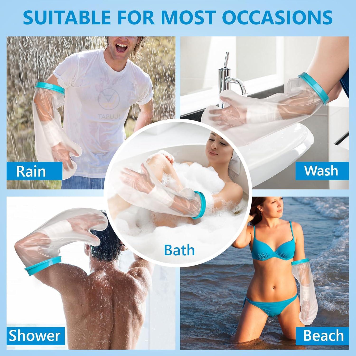 TAPUJI TAPUJI Cast Covers for Shower Arm Adult Waterproof Arm Cast Cover Shower Protector Bag for Wound Arm, Hands, Wrists, Elbow, Finger to Keep Wounds Dry [2024 New Reusable]