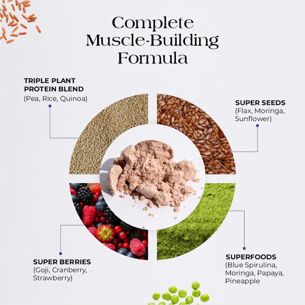 Cureveda Cureveda PRO Super-3 Vegan Plant Protein powder with Superfood, Superseeds & Superberries | Chocolate (500gm)