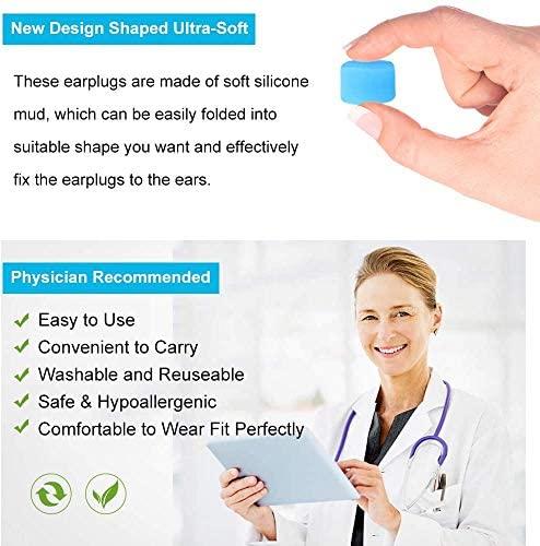 AMAZKER AMAZKER Reusable Silicone Earplugs-6 Pairs Waterproof Noise Cancelling Ear Plugs for Sleeping,Swimming,Snoring,Studying, Concerts,with Clear Carrying Case,Highest Noise Reduction 32dB (NRR)