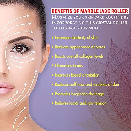 EARTH THERAPY EARTH THERAPY Spa Grade Marble Crystal Jade Roller for Face Anti Aging Healing, Facial Slimming, Wrinkles Rejuvenates Skin Clears Toxins Reduces Puffiness