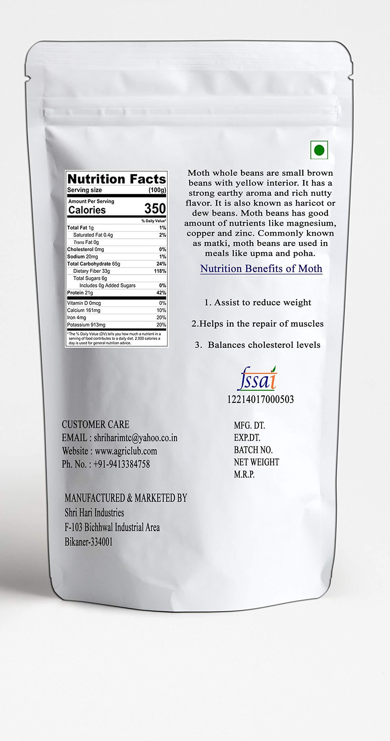 AGRI CLUB Whole Moth 2kg | Matki | Moth Whole | Moth Bean | Sabut Moth | Agri club