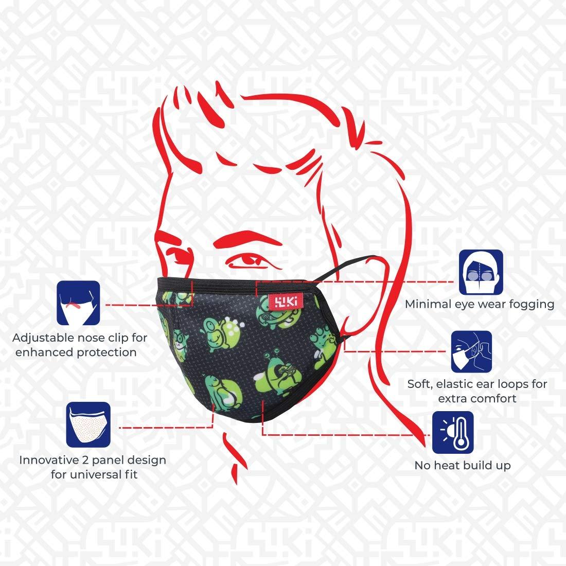 Wiki Wiki Champs Mask for Kids (Monster, Black, Small Size, Pack of 3)