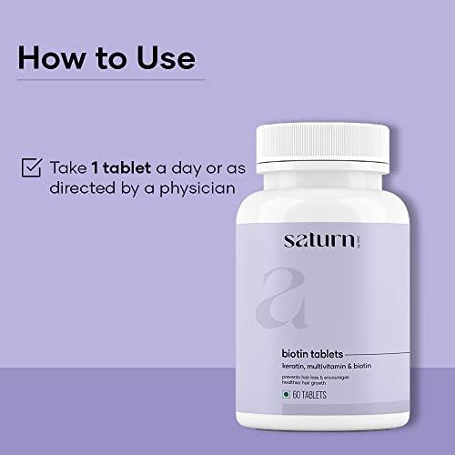 Saturn by GHC Saturn by GHC Skin Biotin - 100% Vegan, 60 Tablets (Pack of 1)| Promotes Skin Elasticity, Skin Brightening & Glowing Skin, Reduces Skin Dullness, Powered With Vitamin B7, Vitamin C and Vitamin E