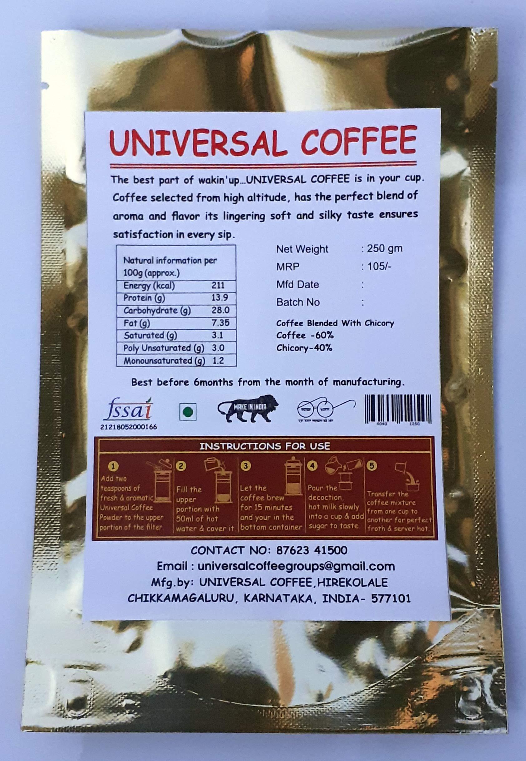 Universal Coffee UNIVERSAL COFFEE Popluar (Coffee 60% - Chicory 40%) - 250gm x 4