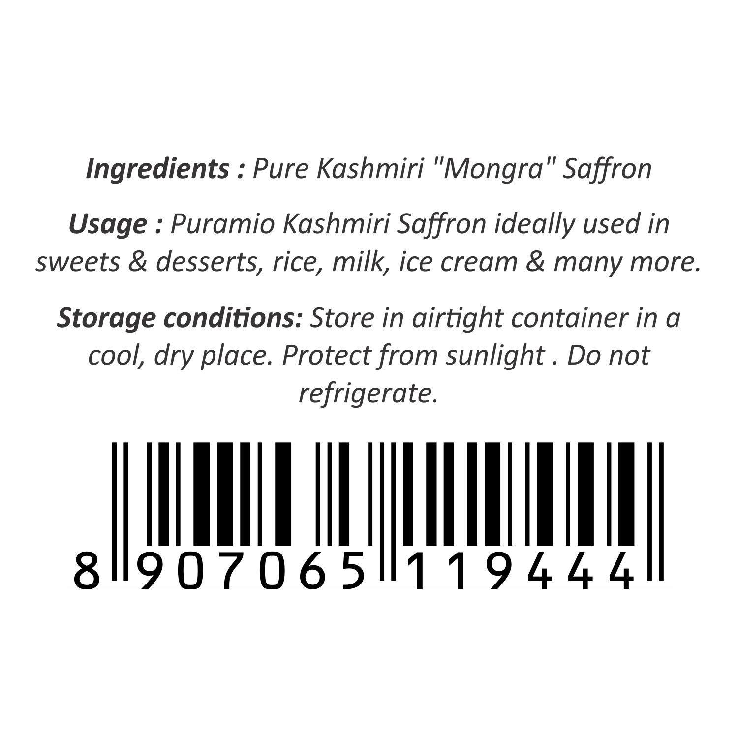 PURAMIO Puramio Kashmiri Mongra Saffron (Kesar) - 100% Pure and Natural, 5g