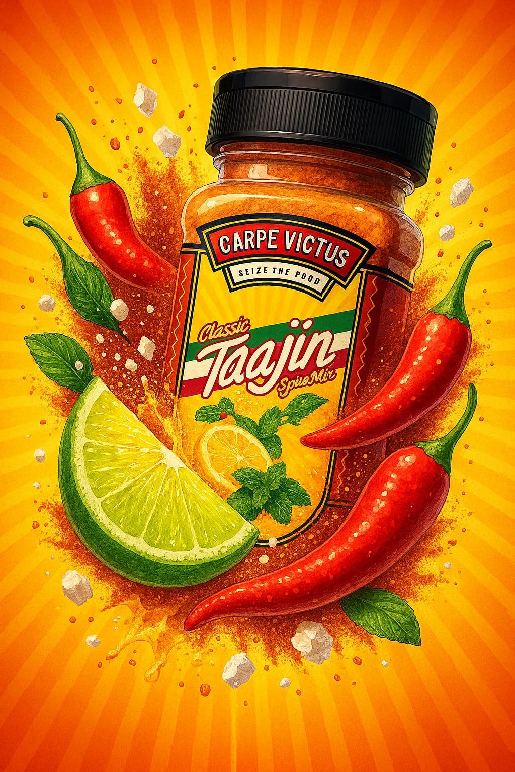 CARPE VICTUS Carpe Victus Jain Tajin Spice Mix 100 gms, No Onion No Garlic Taajin Spice Seasoning for Juices, Fruits, Cocktails, Vegetables, Snacks, Chilli Lime Masala Mix for Drinks, Premium Mexican Masalas