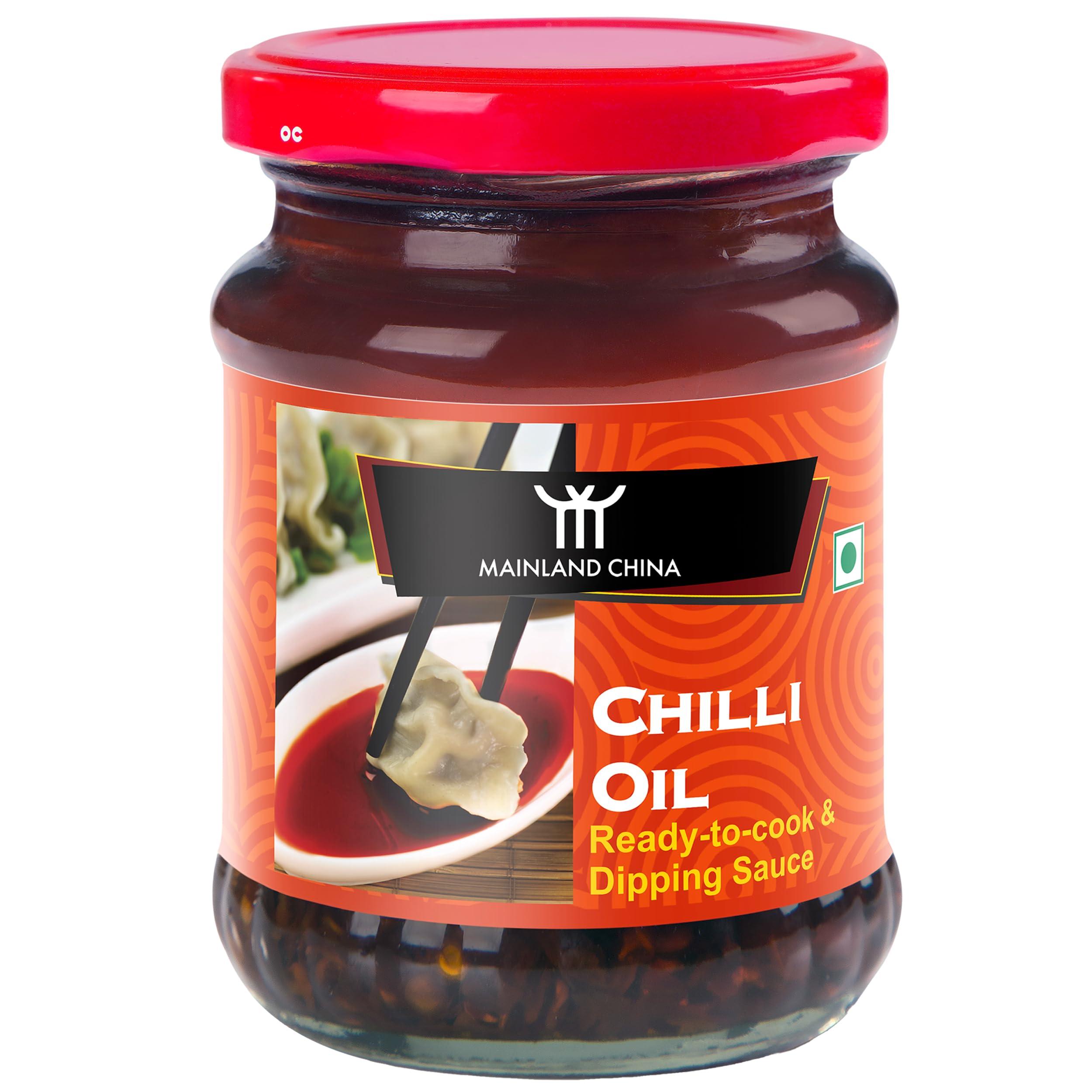 Mainland China Mainland China Chilli Oil Sauce | Extra Hot Culinary Sauce | Eat With Momos, Pizza, Noodles, Snacks, Fries, DimSums | Stir Fry Cooking Sauce | No Artificial Colour & Flavour Added | Bring Mainland China Taste at Home | Vegetarian | 200 gms | Pack of 