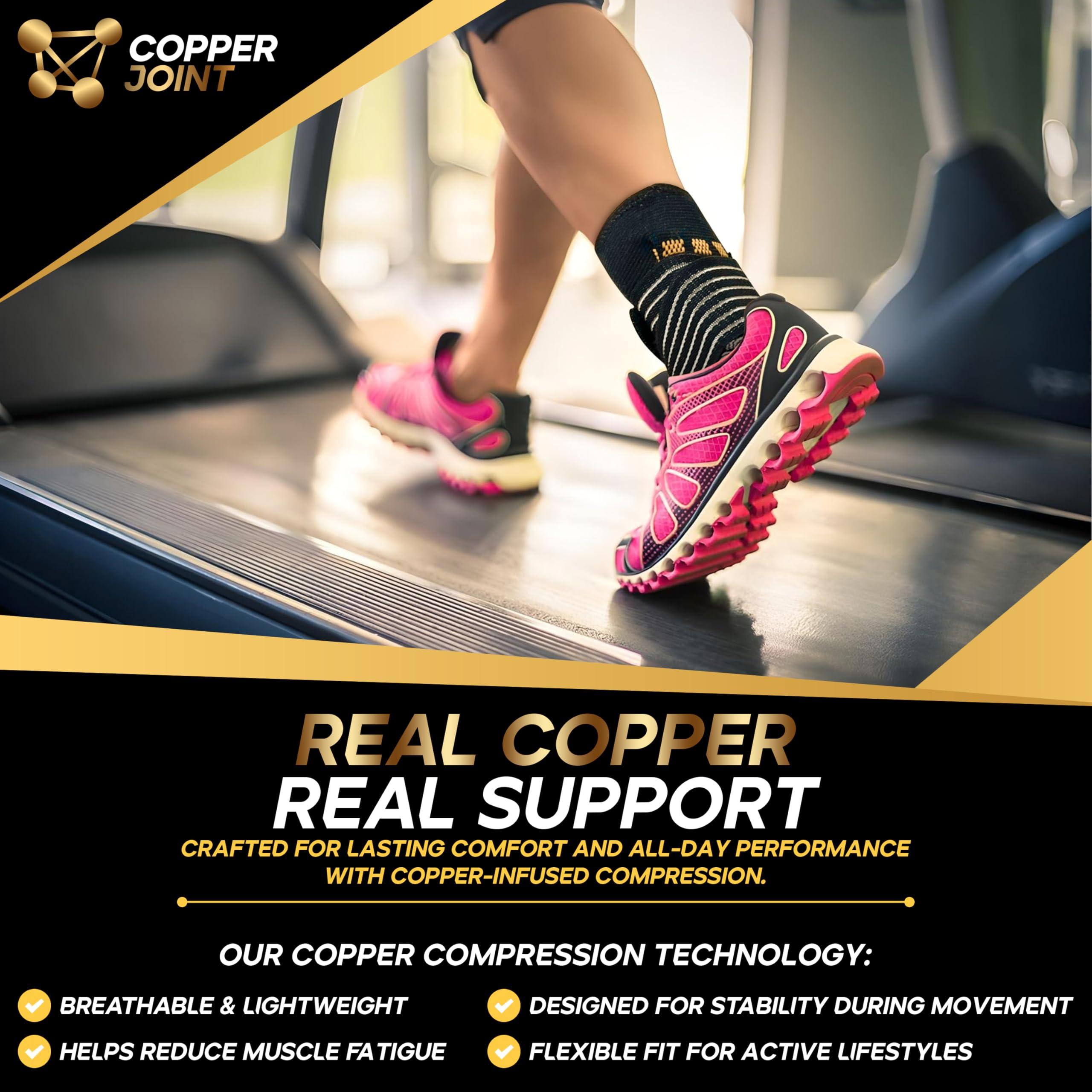 CopperJoint CopperJoint Ankle Support -Ankle Compression Brace - Adjustable Ankle Sleeve Wrap for Women & Men - Copper Infused to Alleviate Achilles Tendon Pain, Sprain, Sports Injury -Healing Stabilizer (Medium