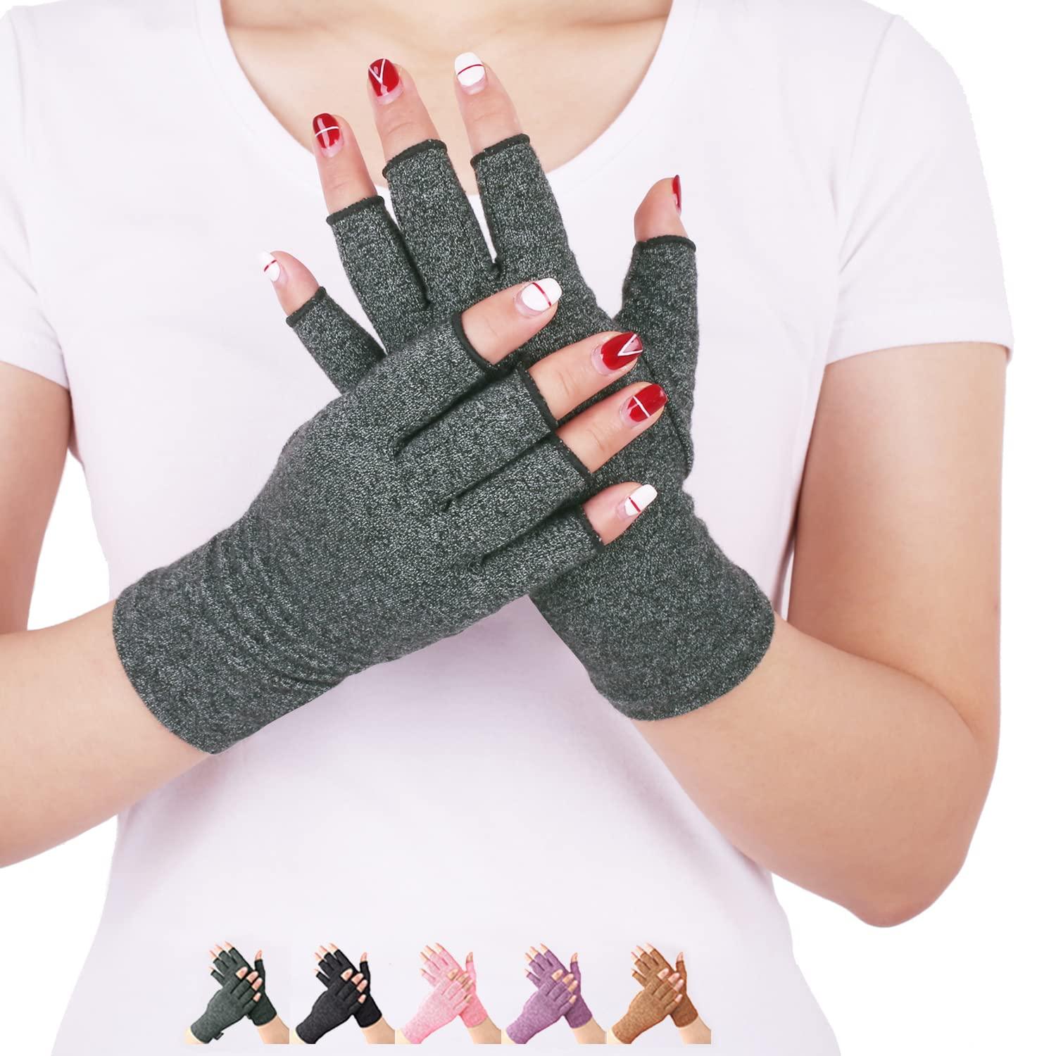 DISUPPO Arthritis Compression Gloves Relieve Pain from Rheumatoid, RSI,Carpal Tunnel, Hand Gloves Fingerless for Computer Typing and Dailywork, Support For Hands And Joints by DISUPPO (Medium Gray)