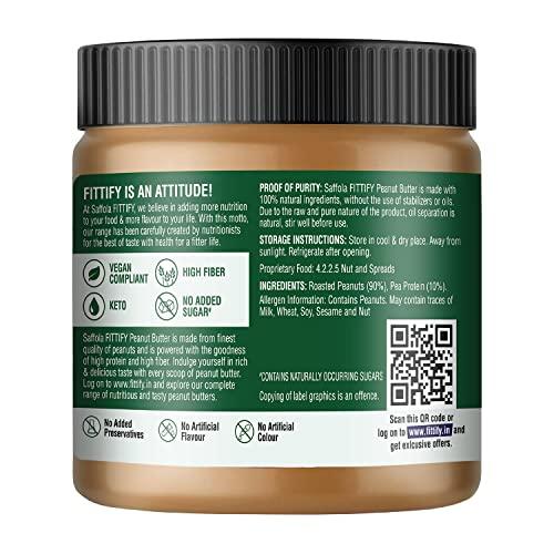 Saffola Saffola FITTIFY Plant Protein Peanut Butter | Super Creamy | High Protein | No Added Sugar | Diabetic Friendly | Keto Diet | 340g