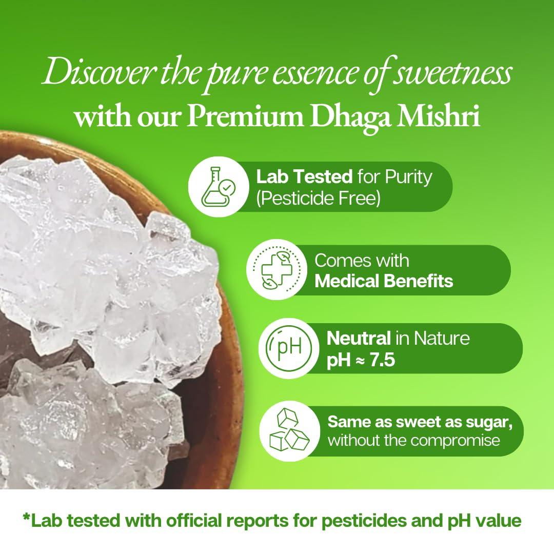 PRO ORGANIC LIFE Pro Organic Life Dhaga Mishri, Rock Sugar Mishri (crystal clear natural) 1 kg (PACK OF 8)