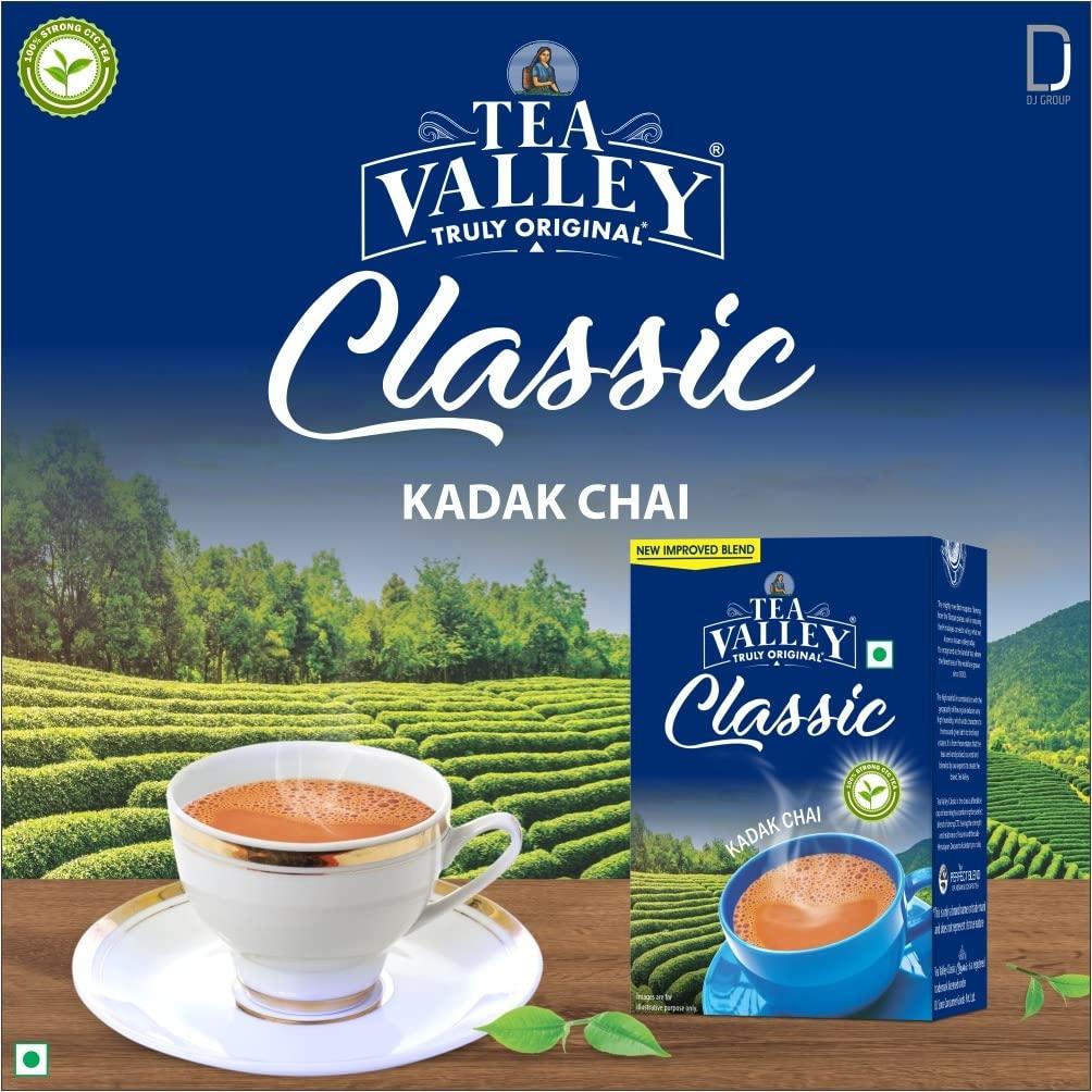 Tea Valley Tea Valley Classic Tea - 250gm X3 | Strong, Malty, Aromatic and Rich Taste | 100% Assam and Dooars CTC tea blend | Make Masala Tea, Ginger Tea or Cardamom Tea