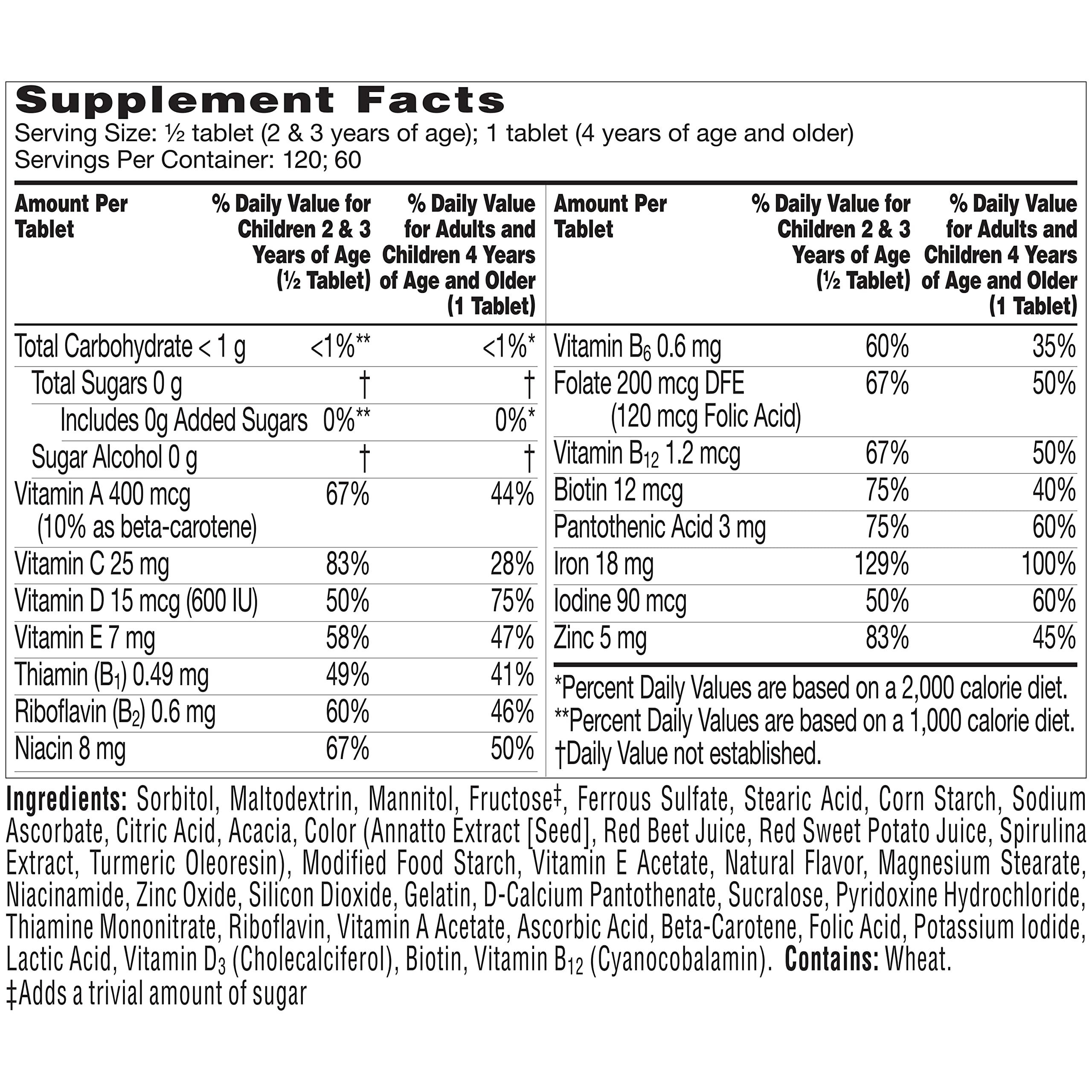 Flintstones Vitamins Flintstones Children's Multivitamin plus Iron Chewable Tablets, 60-Count