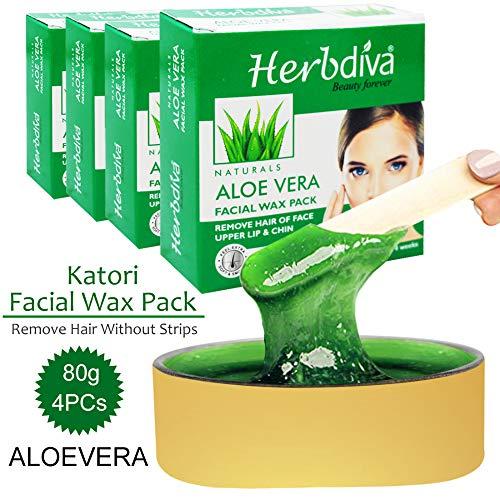 HERBDIVA Herbdiva Katori Facial Wax Aloe Vera, 80g (Pack of 4)