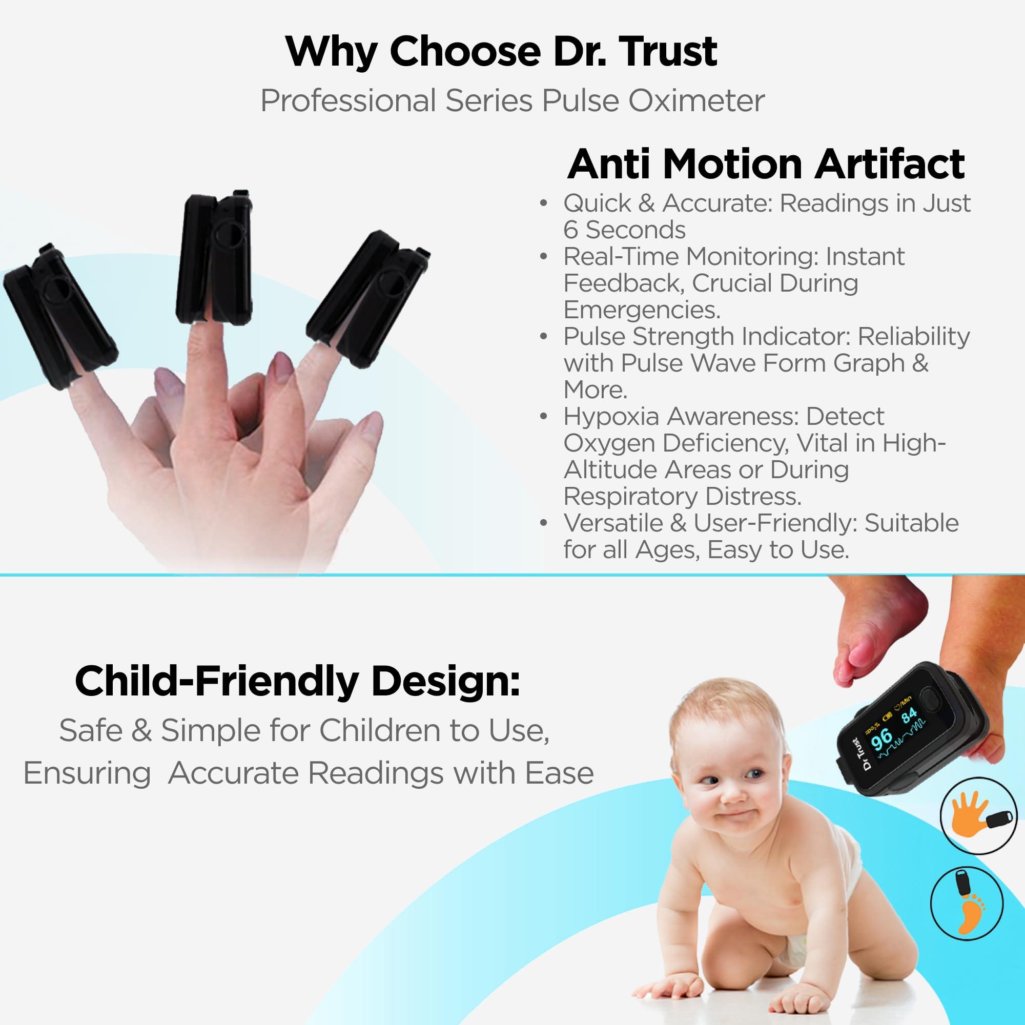 Dr Trust Dr Trust Signature Series Finger Tip Pulse Oximeter With Audio Visual Alarm (Midnight Black)