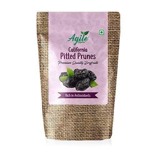 Agile Organic Agile Organic Premium California Pitted Dried Prunes 200 grams | High in Vitamins and Fiber | Prunes 200g
