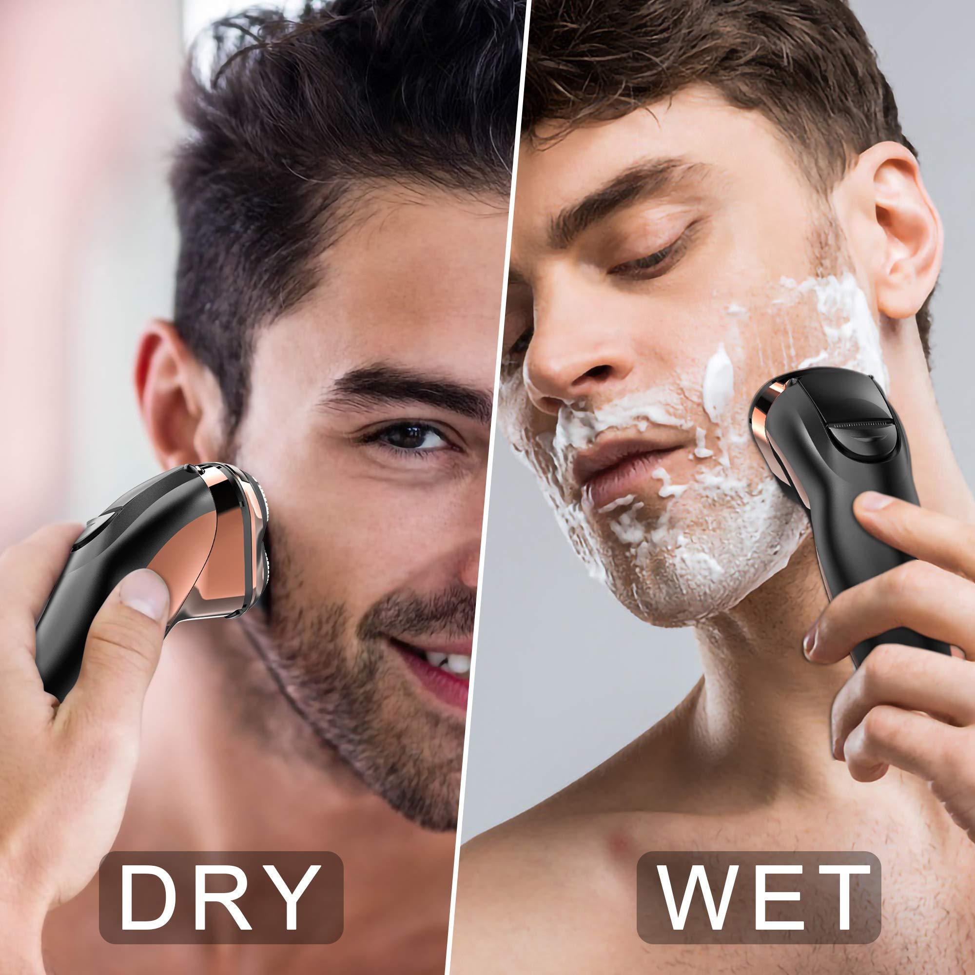 Hatteker Hatteker Electric Shaver Men Razor Rotary Shavers with Pop-up Sideburn Trimmer Waterproof Wet Dry Cordless Rechargeable