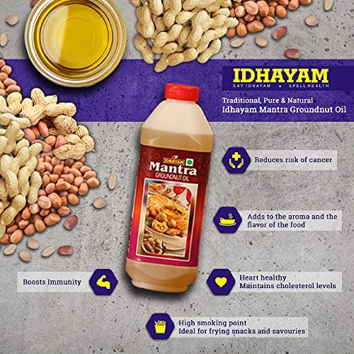 Idhayam Idhayam Sesame Oil & Mantra Groundnut Oil - Authentic Flavour & High Smoke Point - Healthy Cooking Oil for Everyday Use (Sesame Oil 1 Litre + Groundnut Oil 2 Litre)