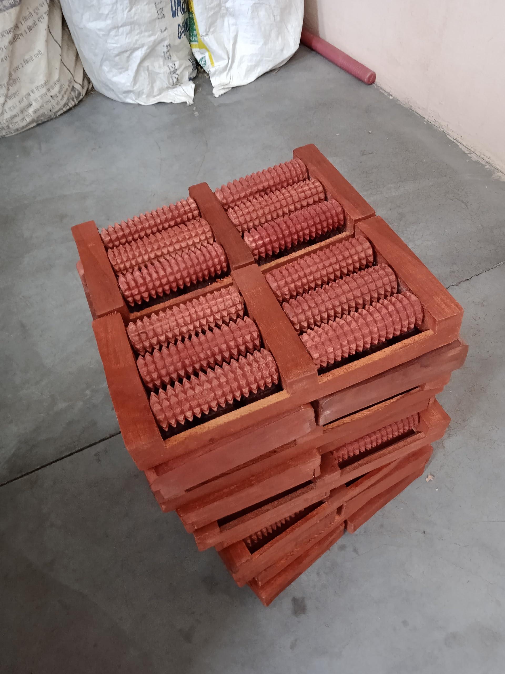 CraftsCollectionStore CraftsCollectionStore Crafts Collection Store Wooden Foot Massager Acupressure and Pain Relief 6 Roll/Feet Massager 6 Roller Stress Acupressure (Brown)