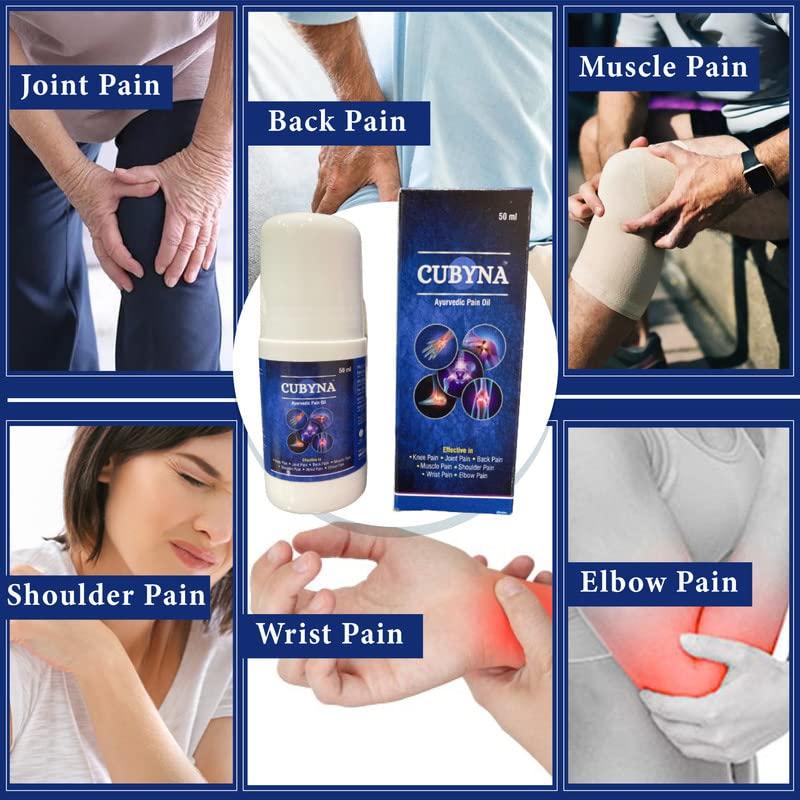 CUBYNA CUBYNA Ayurvedic Pain oil 50 ml Travel Pack (Roll-on type) Blend of 14 Ayurvedic oils, Quick Absorption, 100% Natural (Pack of 1)