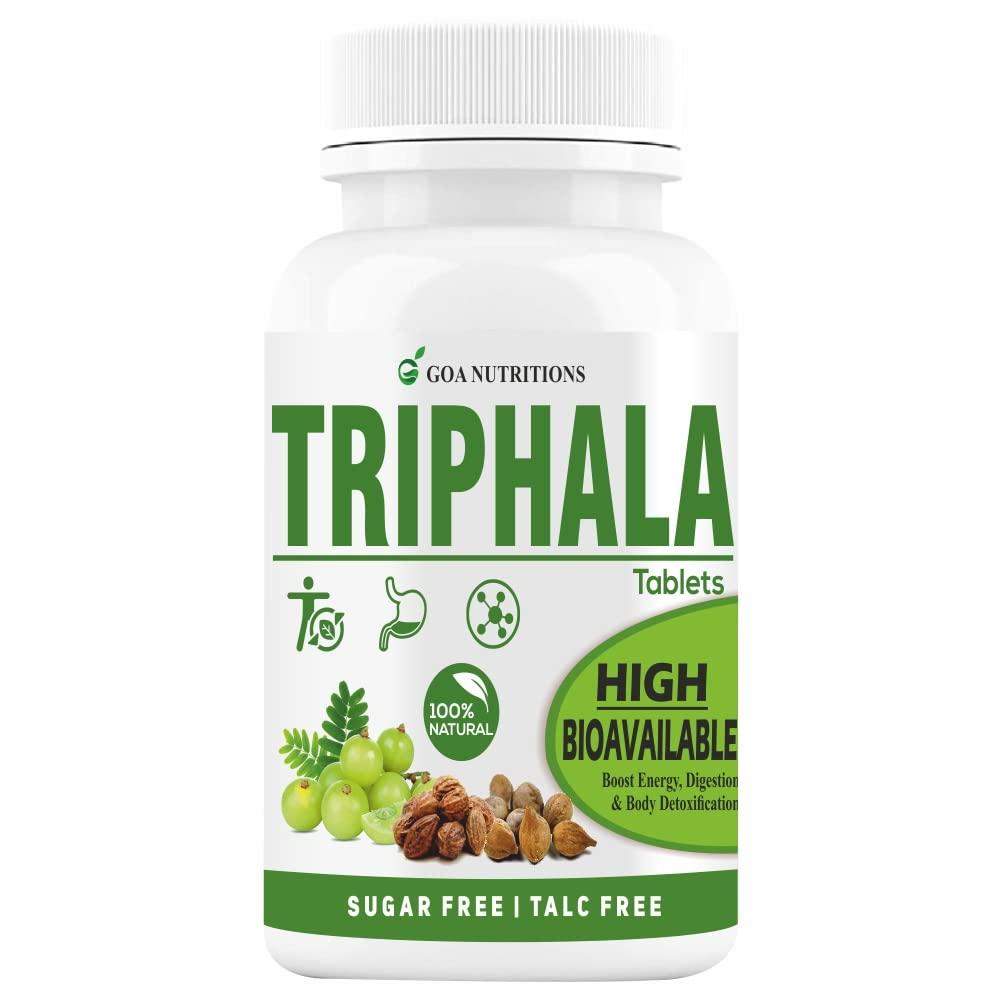 GOA NUTRITIONS GOA NUTRITIONS Triphala Powder Tablets With Pipali, Vitamin B12 Supplements Stomach, and Colon Cleanser, Body Detox Gut Health, Constipation Relief, Digestion- 60 (Pack 1)