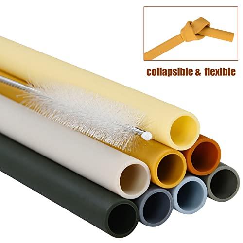 ALINK ALINK Reusable Portable Collapsible Straws, Telescopic Foldable Stainless Steel Metal Straws with Silver Case and Cleaning Brush