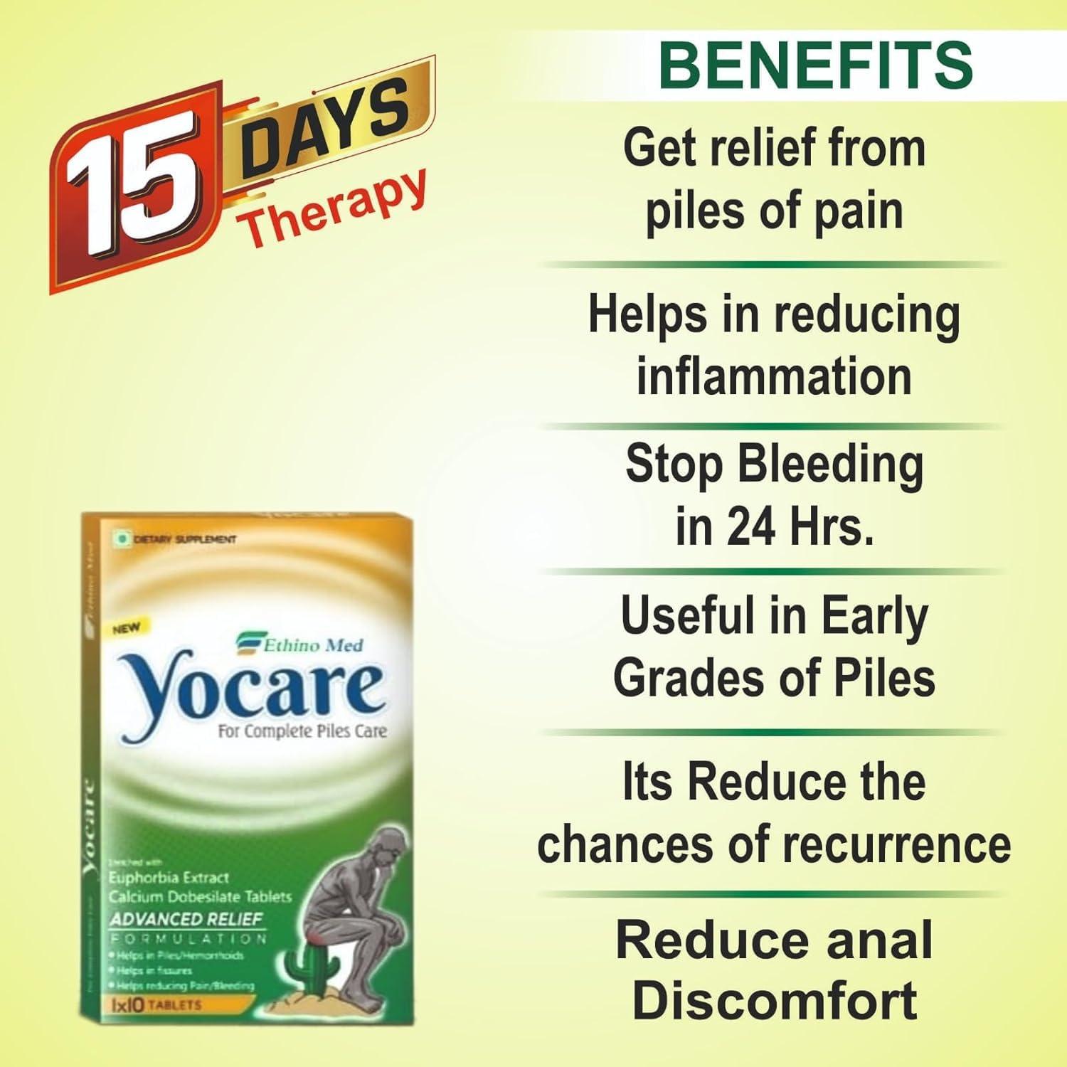 YOCARE YOCARE Piles Tablets For Piles Hemorrhoid Support Bavasir Fissure Fistula Inflammation & Rectum Fast Relieve In Bleeding Burning & Pain (Pack of 3)
