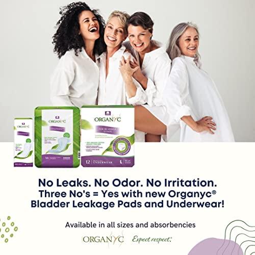 Organyc Organyc - 100% Organic Cotton Incontinence Pads for Bladder Leaks - Certified Odor Control, FSA/HSA Eligible, Moderate Flow, Regular Absorbency, 20 Count