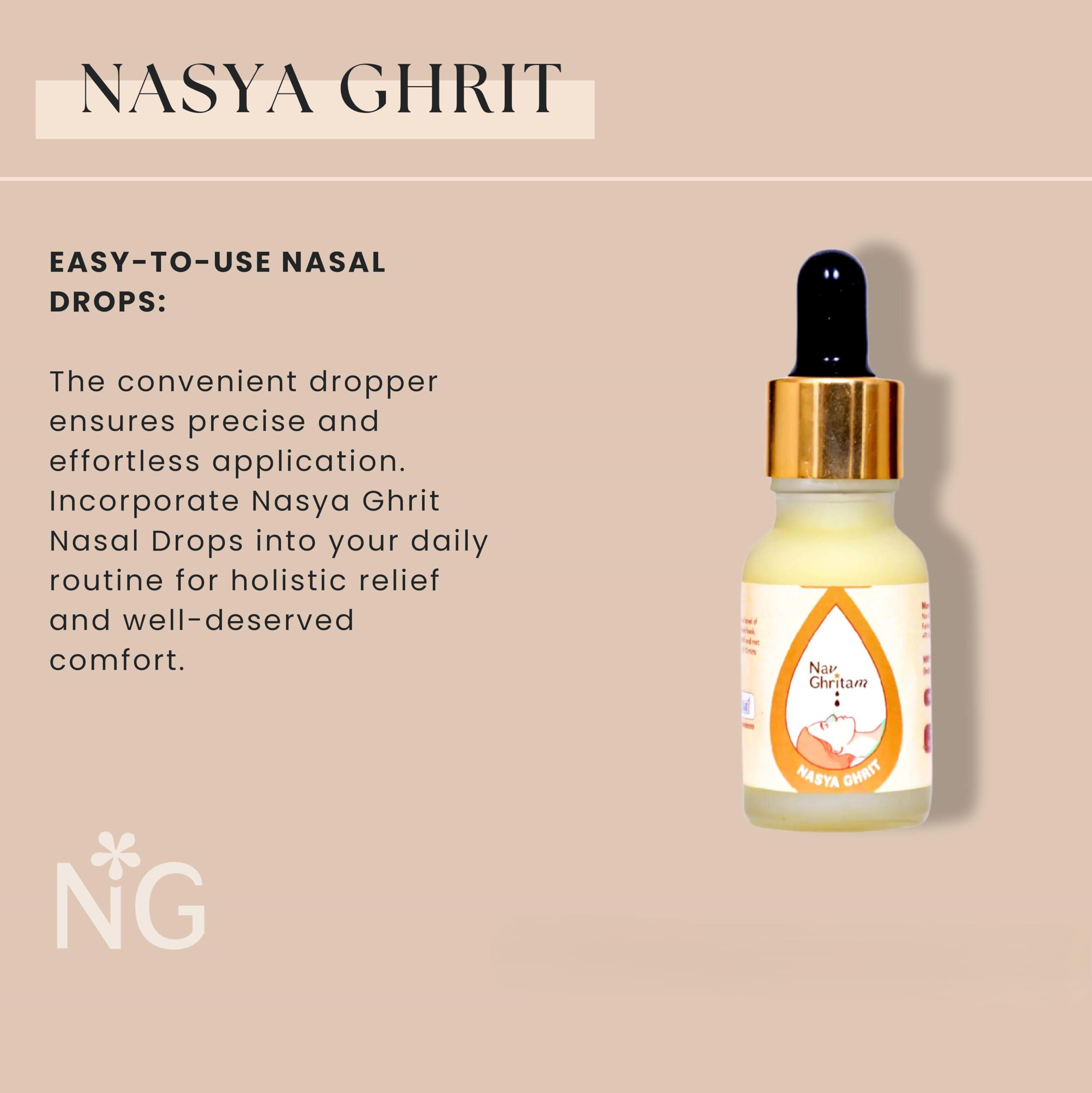 Nav Ghritam Nav Ghritam Nasya Ghrit|Nasal Ghee Drops|Natural Relief For Headache,Congestion,Sinuses,Snoring&Restful Sleep|A2 Desi Ghee|15 Ml(2)