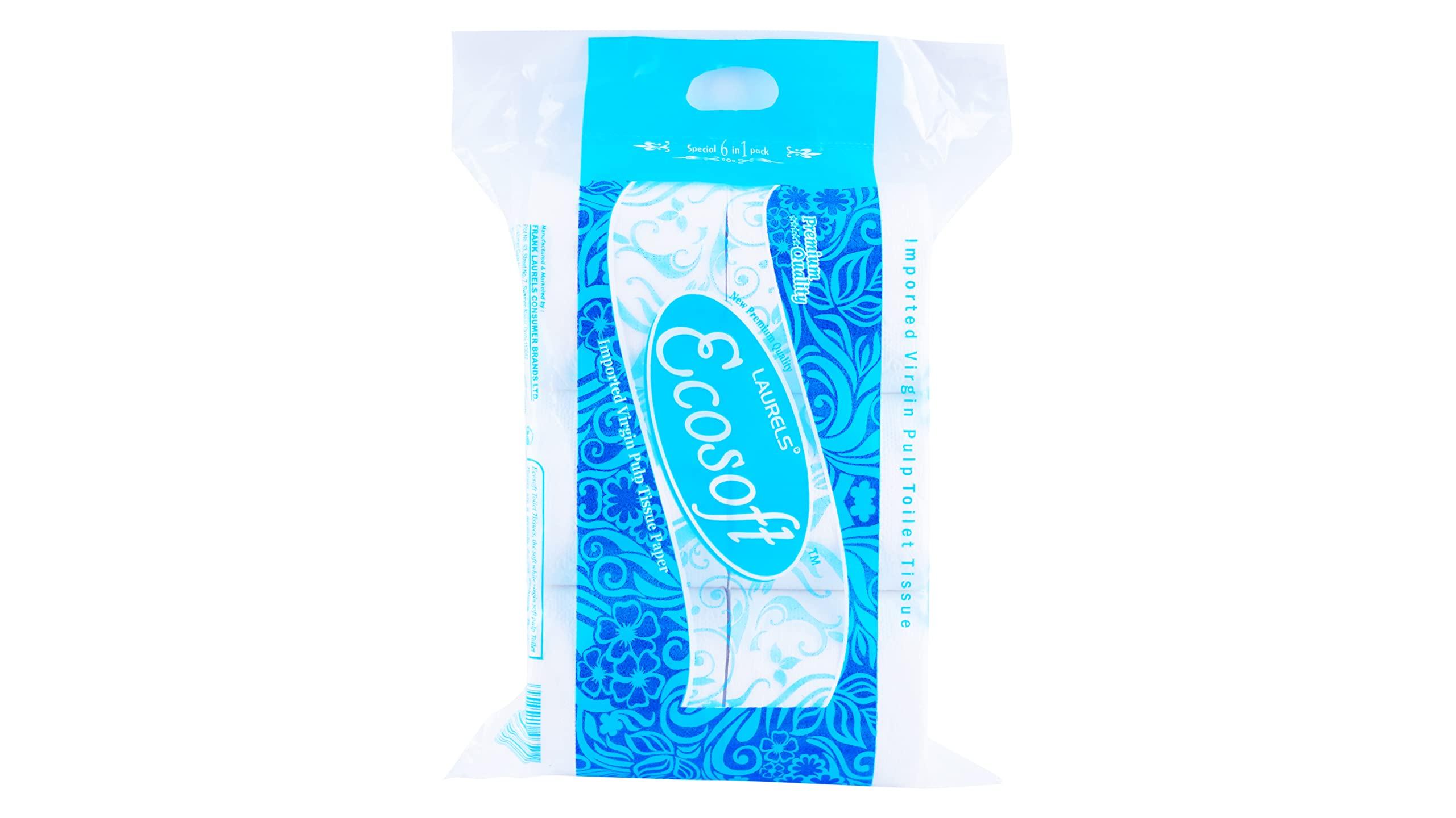 Laurels LAURELS EcoSoft Toilet Tissue Paper Roll 320 Pulls 2 Ply 10x10 cms (6 count (Pack of 1))