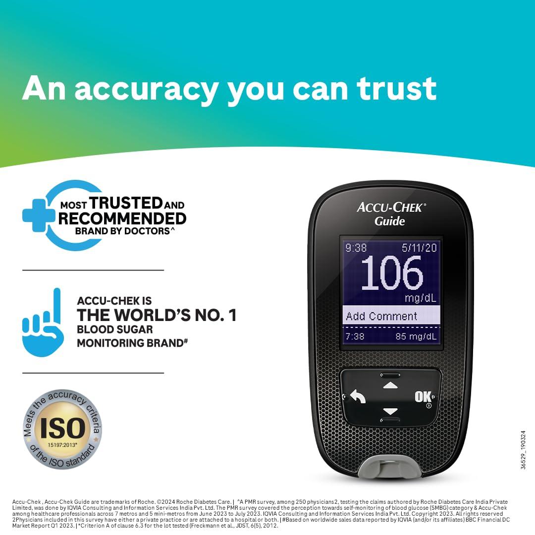 Accu-Chek Accu-Chek Guide Blood Glucose Monitoring System With 10 Free Test Strips - Pack of 1 Kit