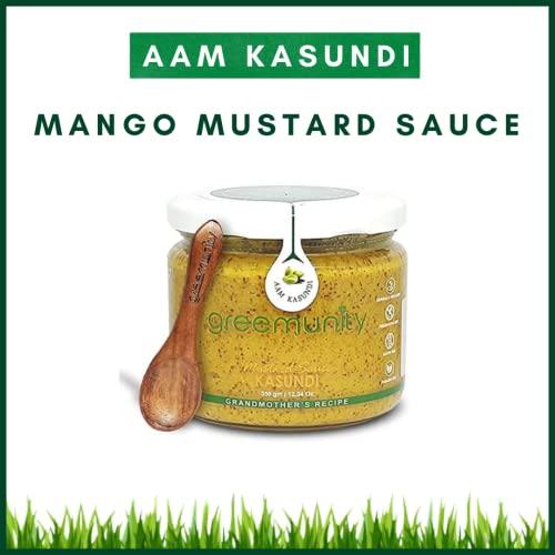 GREEMUNITY GREEMUNITY | Kasundi n Aam Kasundi Combo Pack - Original Bengali Kasundi - Authentic Handmade Orginal Bengali Kasundi n Mango Kasundi,Mustard Sauce and Mango Mustard Sauce 350 gms each [Pack of 2]