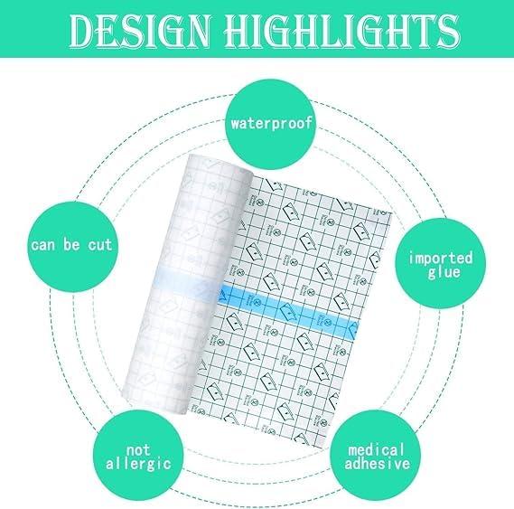 Generic Transparent Stretch Adhesive Bandage,Band Aid Waterproof Bandages for Wounds Clear Waterproof Bandages Dressing Tape Bandaid Strips Waterproof Clear Adhesive Bandages(5 Cm * 5 M).