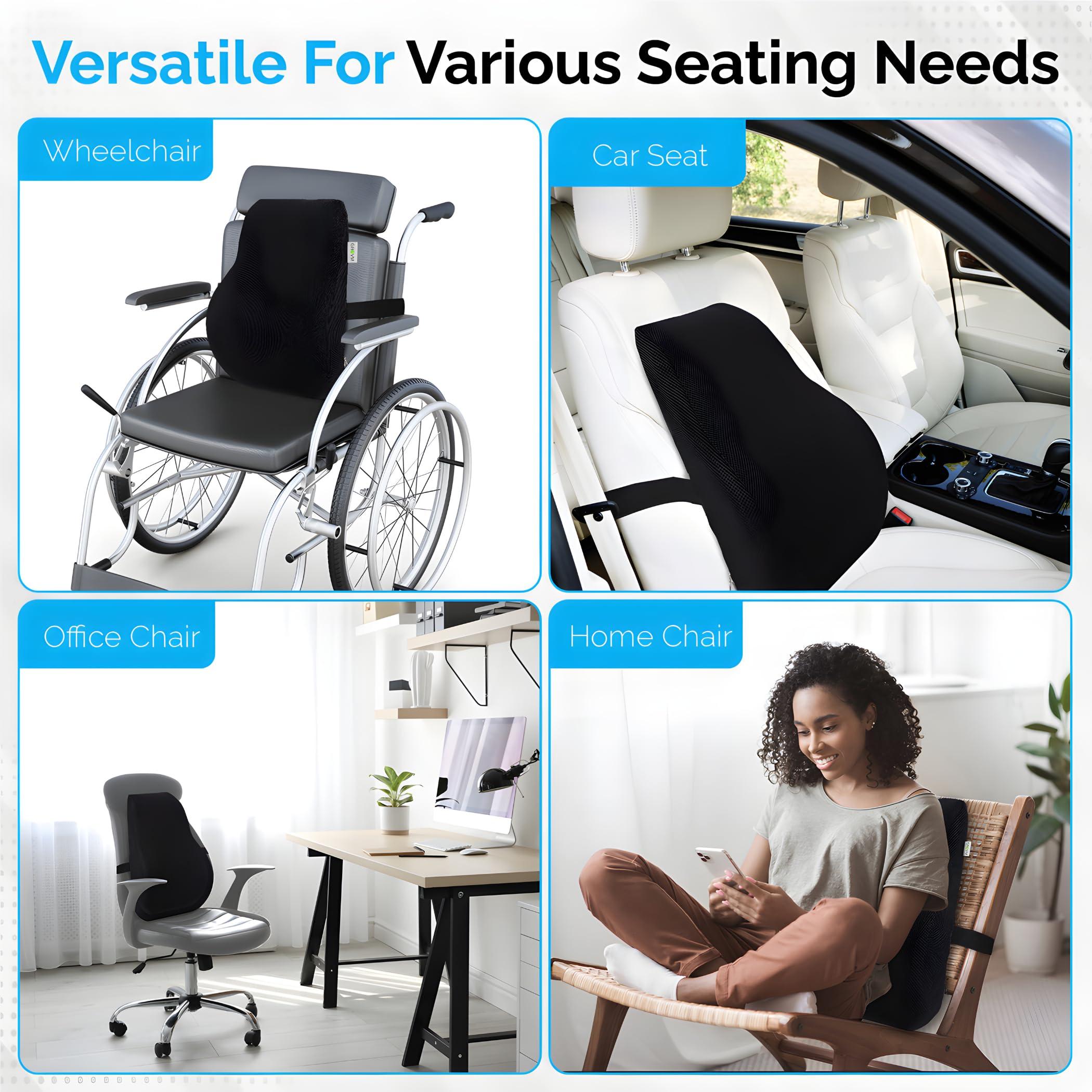 GROVM GROVM Back Support for Chair | Car Back Rest Support | Car Seat Back Support | Back Rest for Chair Lumbar Support Pillow Back Support for Car Office Chair Back Support Cushion Car Backrest Cushion -L