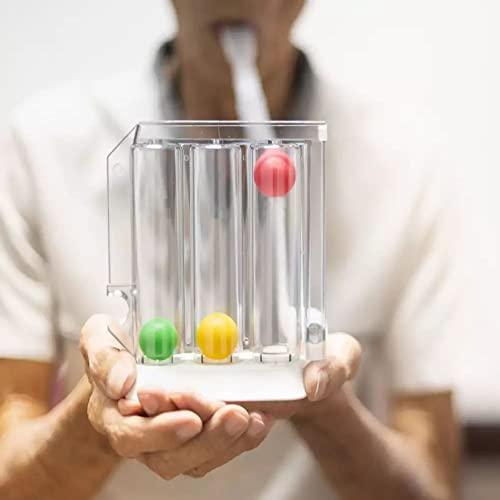 Doctist Doctist 3 Ball Lung Exerciser Respiratory Spirometer for Breathing Exercise Respirometer Washable Hygienic & Detachable Breath Measurement System Respiratory Exerciser (Pack 1) M White