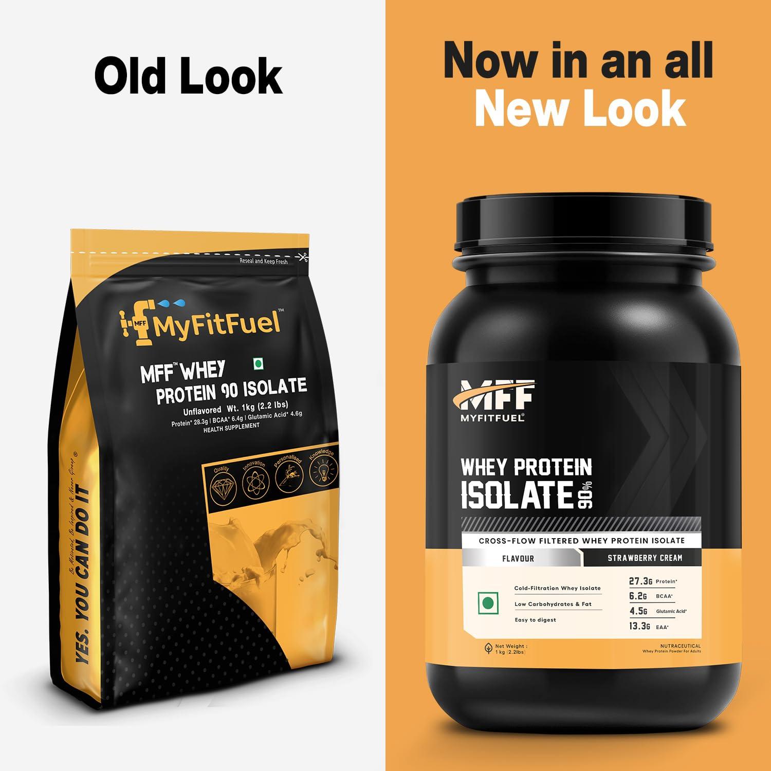 MyFitFuel MyFitFuel MFF Whey Protein 90 Isolate | 1 Kg, 30 Servings (Unflavoured) | Pure 100% Isolate Protein