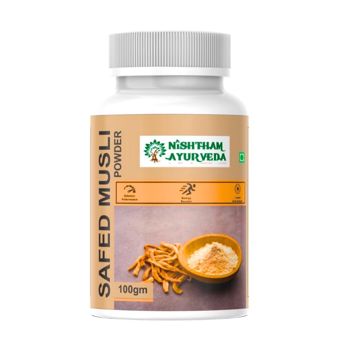 Nishtham Ayurveda ORGANIC SAFED MUSLI POWDER BY NISHTHAM AYURVEDA,100gm