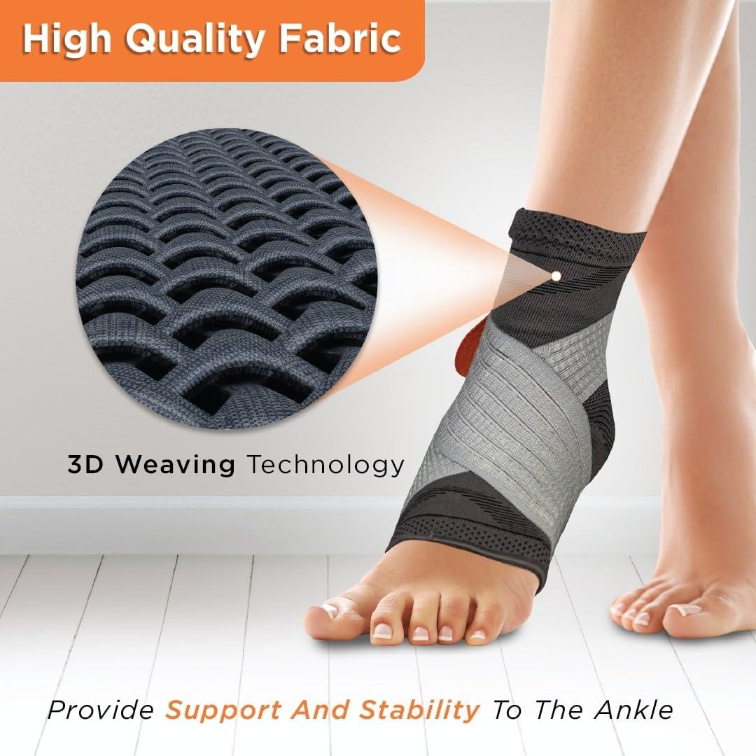 Vissco Vissco Ankler, 2 in 1 Anklet + Binder, Provides support & stability to the ankle for Sprain, Swelling Muscle & Ligament Injuries, Sports Injury- Small (Grey)