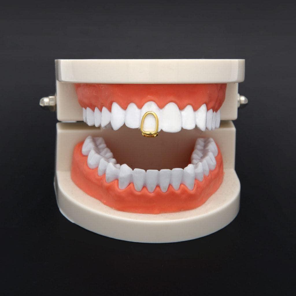 LOOM TREE Loom Tree 2 Pieces Hip-Hop Rapper Mouth Caps Hollow Teeth Halloween Cosplay Gold