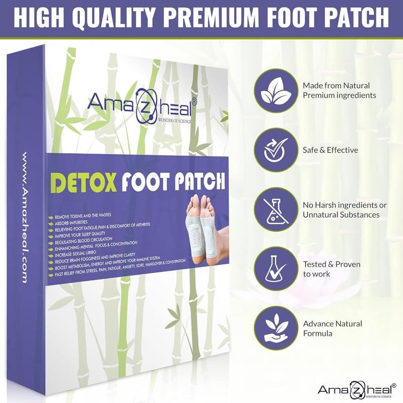AMAZHEAL AMAZHEAL Premium Detox Foot Pad, Cleansing Toxin Remover Foot Patches, Organic Patch, For Men & Women (1 BOX = 30 Patches For 15 Days)