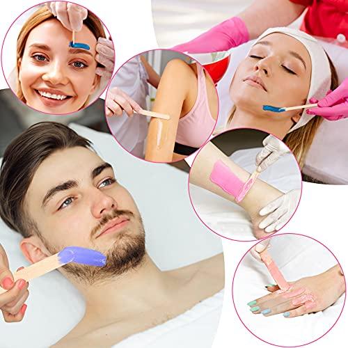 JANYUN 200 PCS Wooden Wax Sticks Waxing Applicator Spatulas Kit for Eyebrow Lip Face and Body Hair Removal(Combination Style)