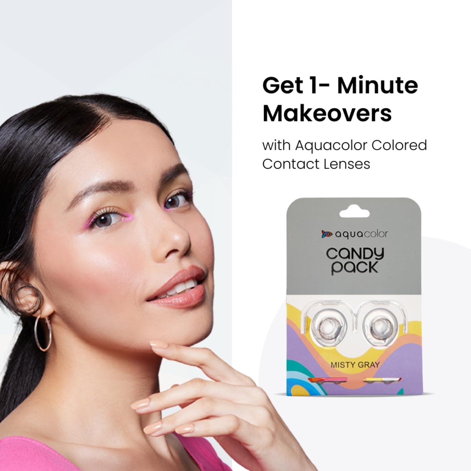 AQUALENS CONTACT LENSES AQUALENS CONTACT LENSES Aquacolor Contact Lens Pack Of 2(Misty Grey, Dusky Brown)