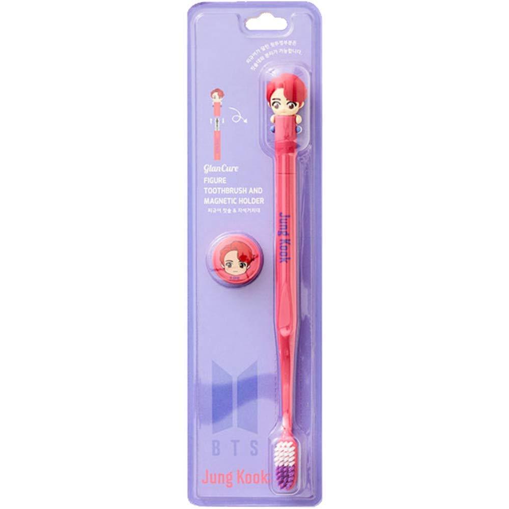 BTS Goods BTS Goods Adult [Bts Official Merchandise] Fans Gift-K-Pop Idols Goods-Bts Character Figure Manual Toothbrush With Convenient Magnetic Holder (Jung Kook), 1 count,Red