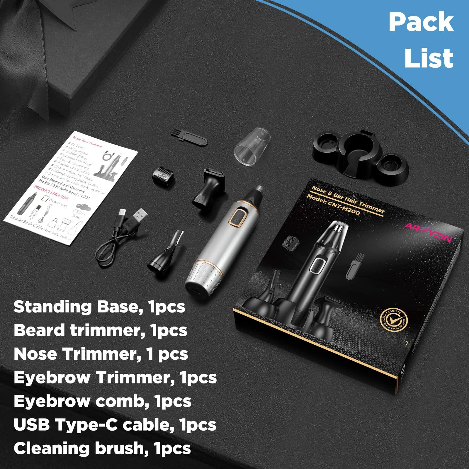 AREYZIN AREYZIN Ear and Nose Trimmer for Men Rechargeable 3-In-1 Versatile Trimmer For Men Professional Painless Electric Shaver For Nose Ear Beard Facial Pubic Hair Body Hair Trimmer For Men, Wet Or Dry Use